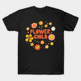 Flower Child 70s style Groovy Retro Vintage art T-Shirt